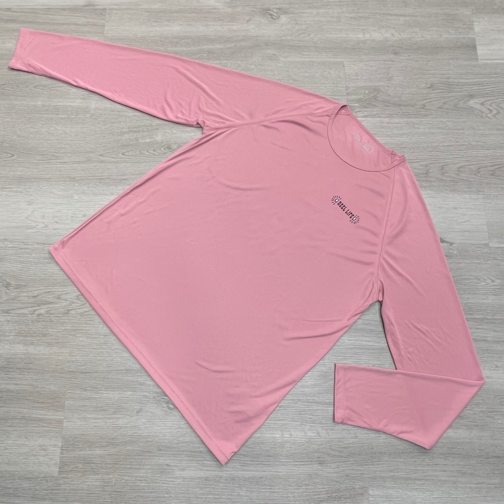Reel Life Pink Long Sleeve Rash Guard Sun Shirt Top Women's XXL Polyester‎